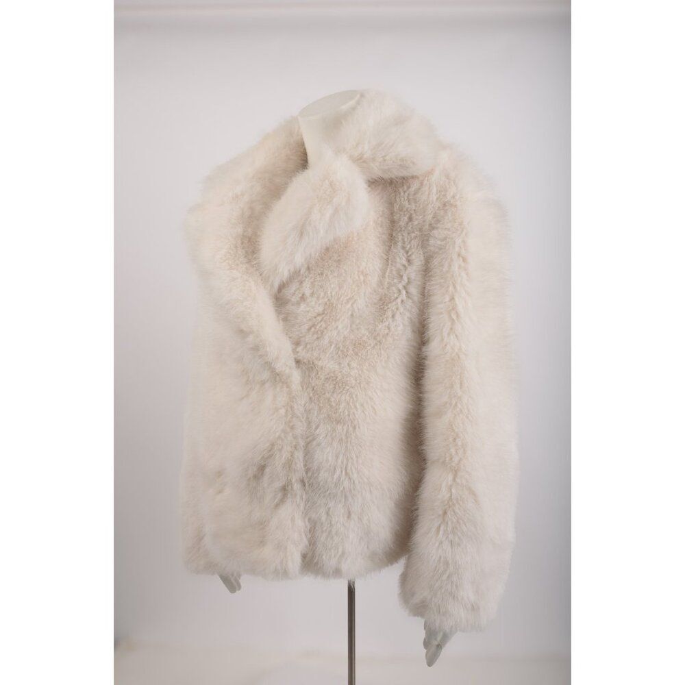 Zara Womans Jacket Coat ZW collection Size L Off White Faux Fur 4360/246 NWOT - Picture 4 of 7